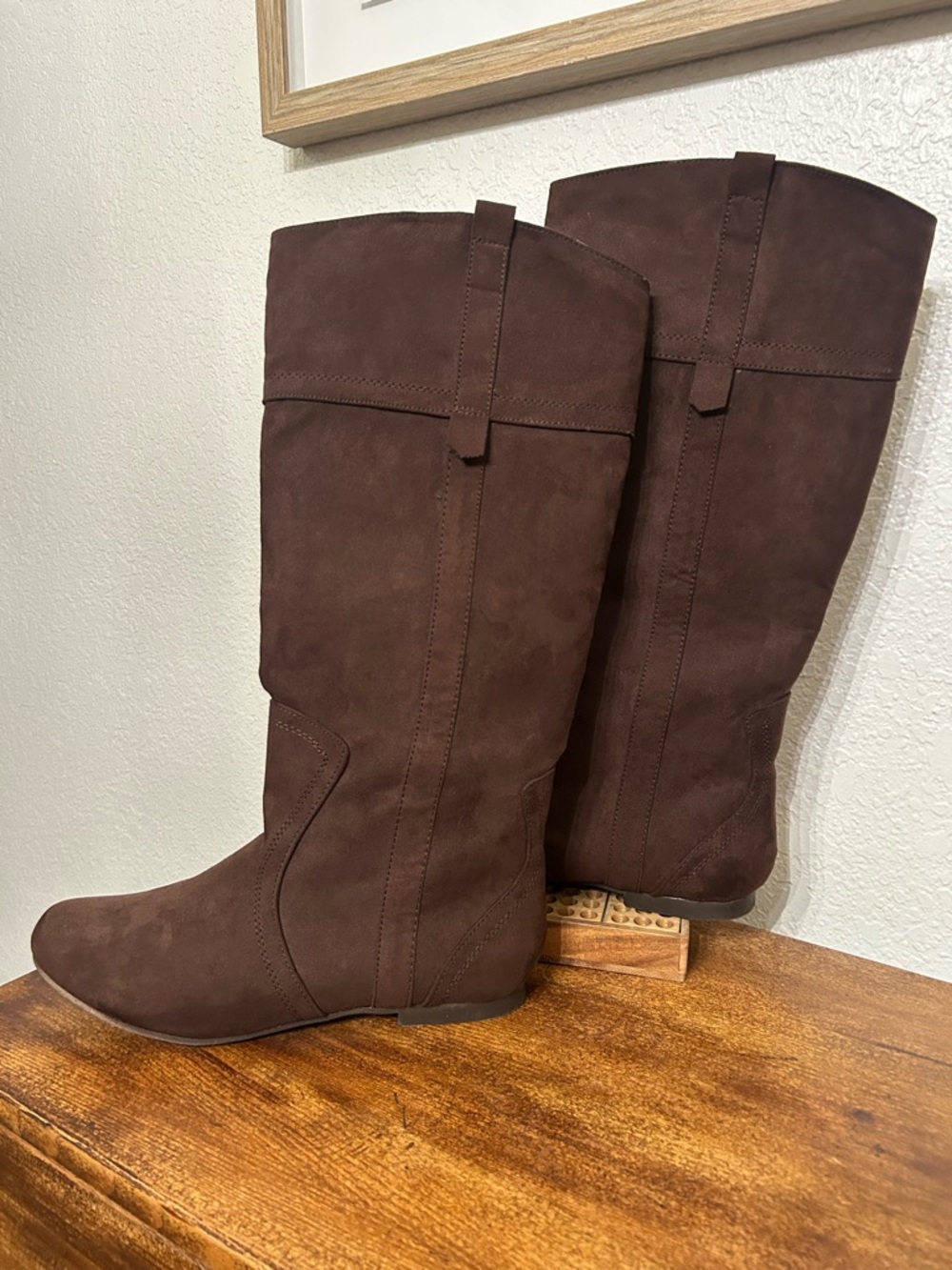Tall Mia Amore Womens Boots in Dark Brown Faux Suede
